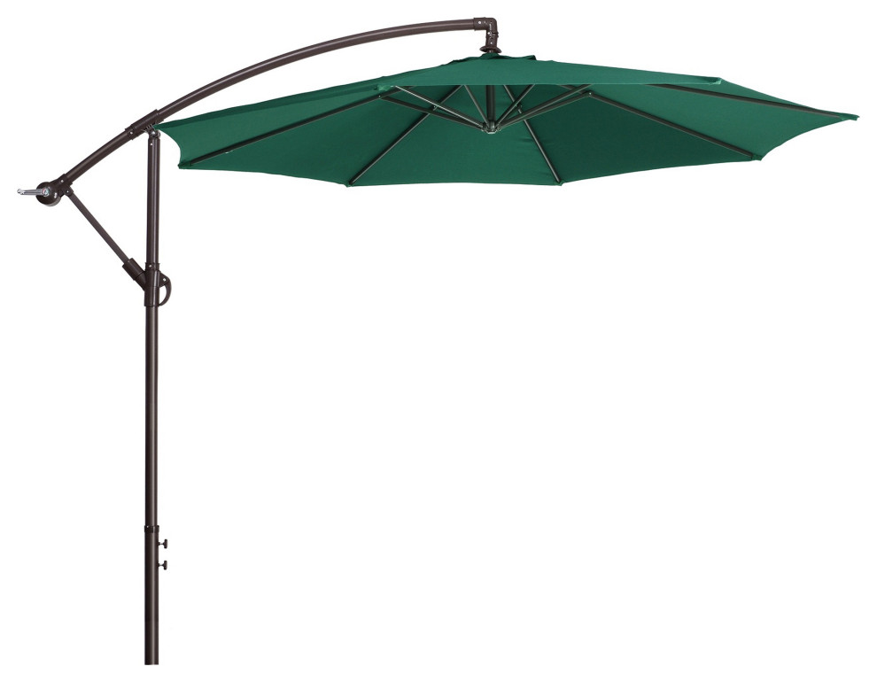 10' Offset Patio Shade Cantilever Outdoor Umbrella, Base, Vertical Tilt, Green