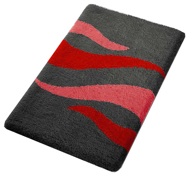 Red Luxury Non Slip Washable Bathroom Rug, Flame, Large