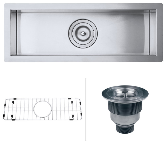 Ruvati RVH7120 23 Inch x 8 Inch Narrow Trough Undermount 16 Gauge Bar