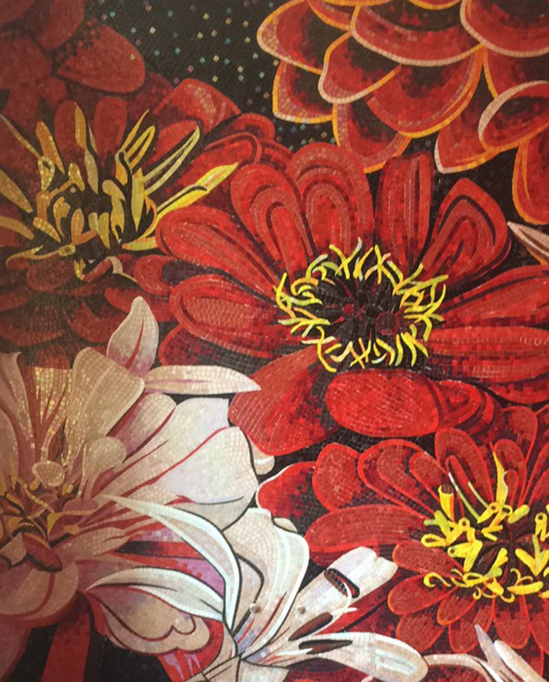 Колотое панно из мозаики - "Цветы-FLO6R"