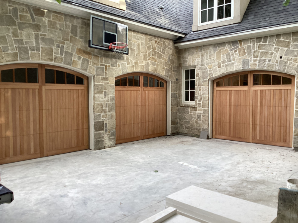 Mahogany Wooden Overlay Garage Doors Traditional Garage Dallas