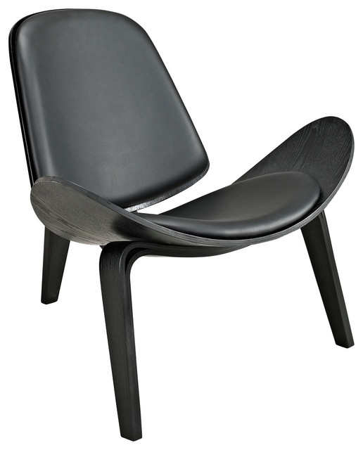 Modern Black Black Arch Upholstered Vinyl Lounge Chair, 30.5