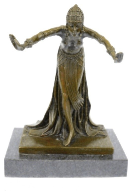 SIGNED ~Mavchi~bronze statue art nouveau deco flower girl Figure Decoration Sale