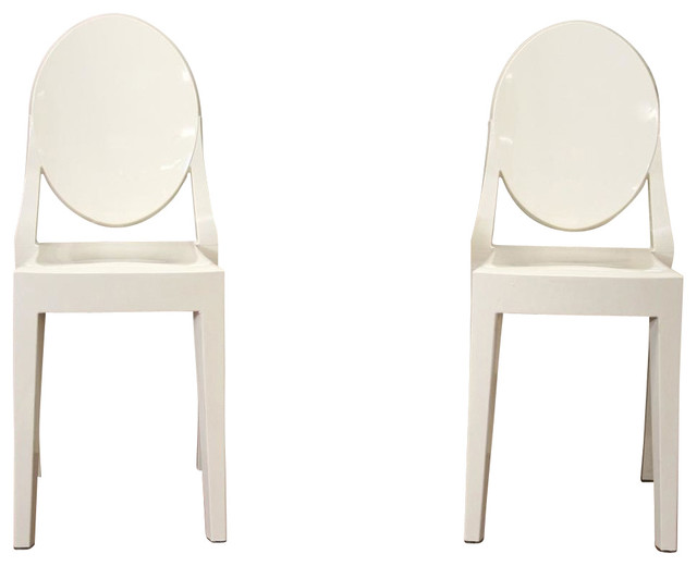 Baxton Studio Michelle Acrylic Accent Chair in Ivory, Set of 2