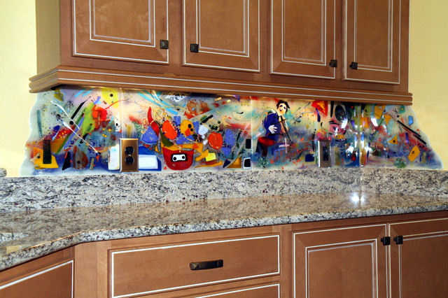 Contemporary Kitchen Backsplash And Murals Eclectic Kitchen