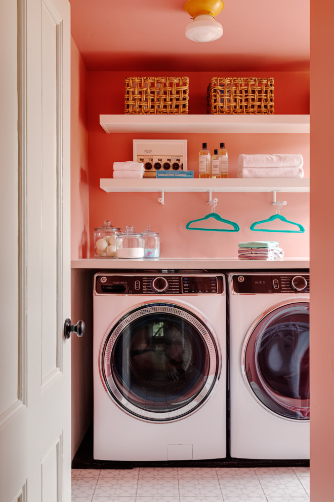 Transitional laundry room photo in Boston