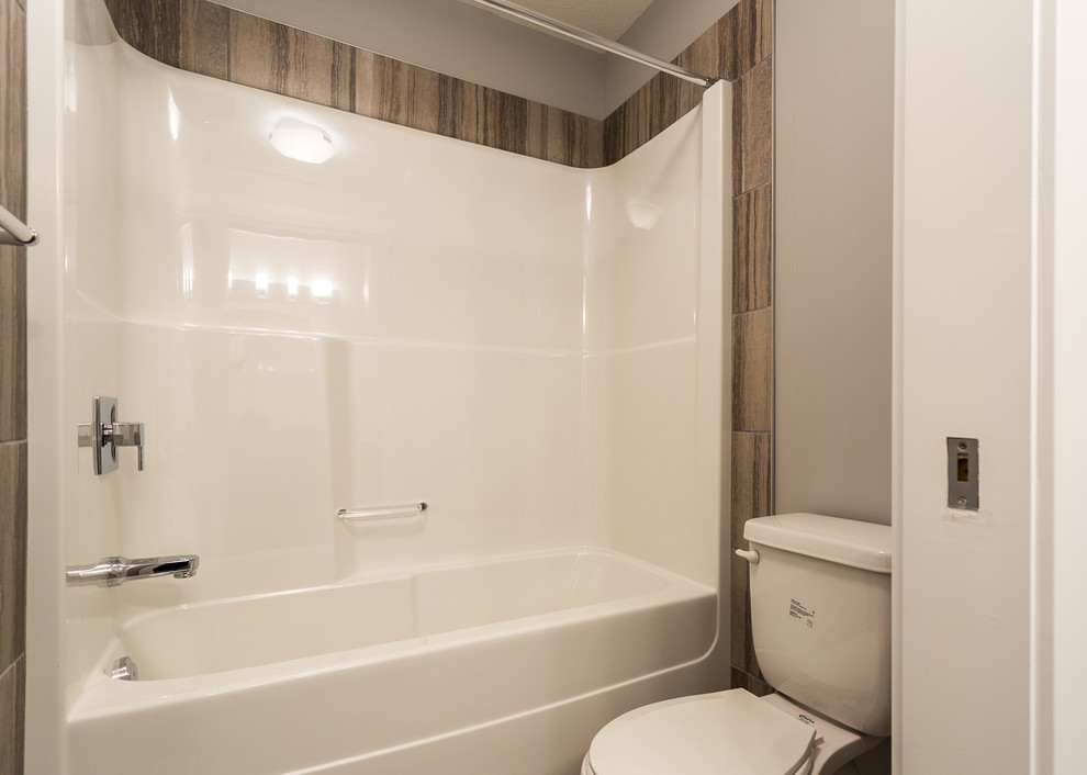 Transitional bathroom photo in Edmonton