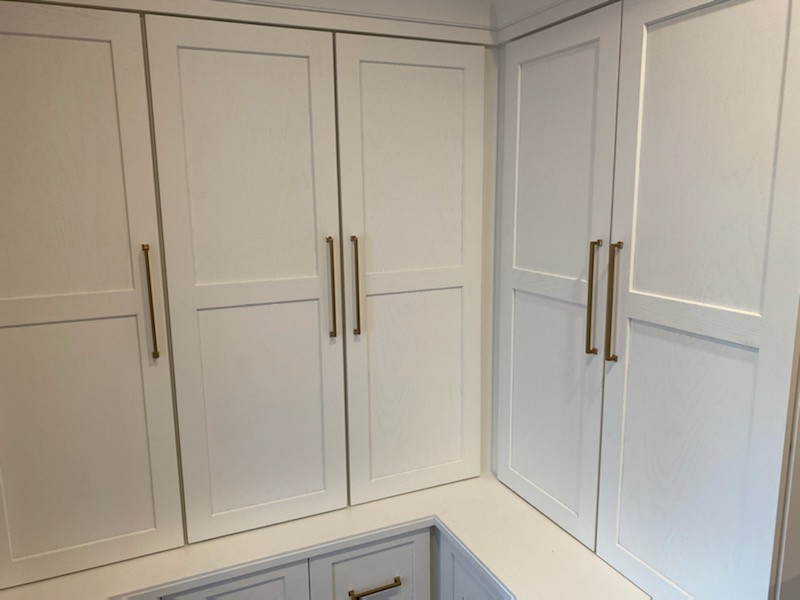 Large transitional mudroom photo in Baltimore