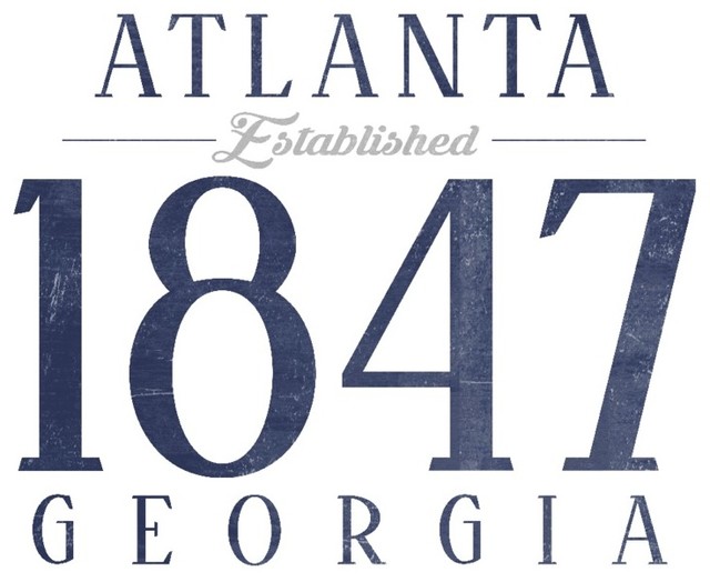 "Atlanta, Established Date (Blue)" Print Contemporary