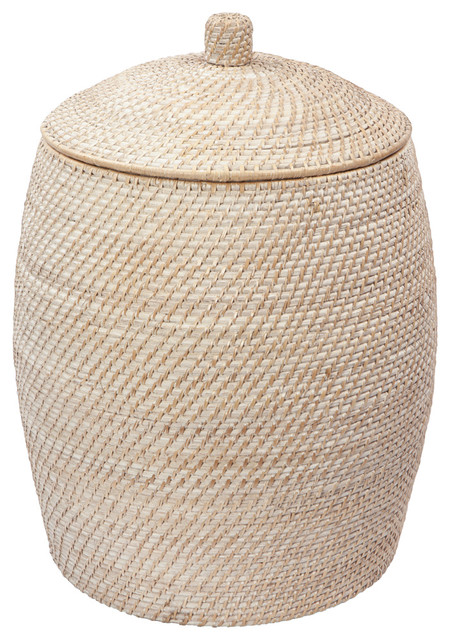 Laguna Handwoven Rattan Beehive Hamper With Liner 19 X24 White Wash Laguna Handwoven Rattan Beehive Hamper With Liner 19 X24 White Wash