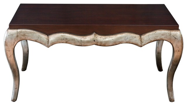 Curved Silver Champagne Coffee Table Dark Wood Retro Modern Vintage Style Curved Silver Champagne Coffee Table Dark Wood Retro Modern Vintage Style