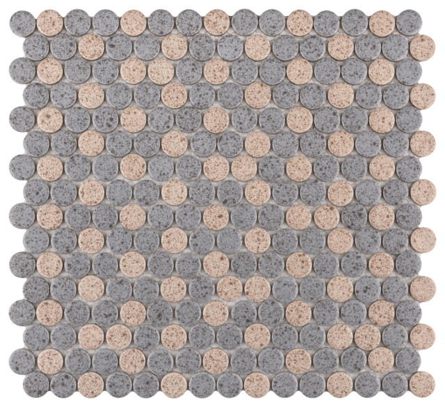 Hudson Penny Round Cookies/Cream Porcelain Floor and Wall Tile