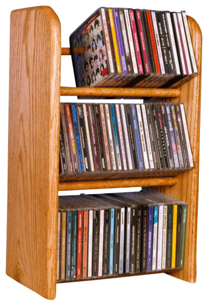 Solid Oak 3 Row Dowel Cd Rack - Modern - Media Racks And Towers - by ...