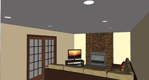 placing recessed lighting in living room. do you think this is enough light? the room has only sliding doors in photo which go onto a screened porch, so there very little natural light placing recessed lighting living g