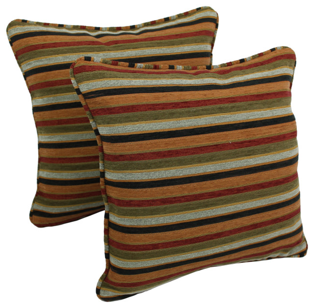 18" DoubleCorded Jacquard Chenille Square Throw Pillows, Set of 2, Cadillac Contemporary