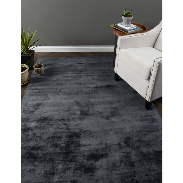 Cameron HandWoven Distressed Viscose Area Rug Ink Blue 8X10