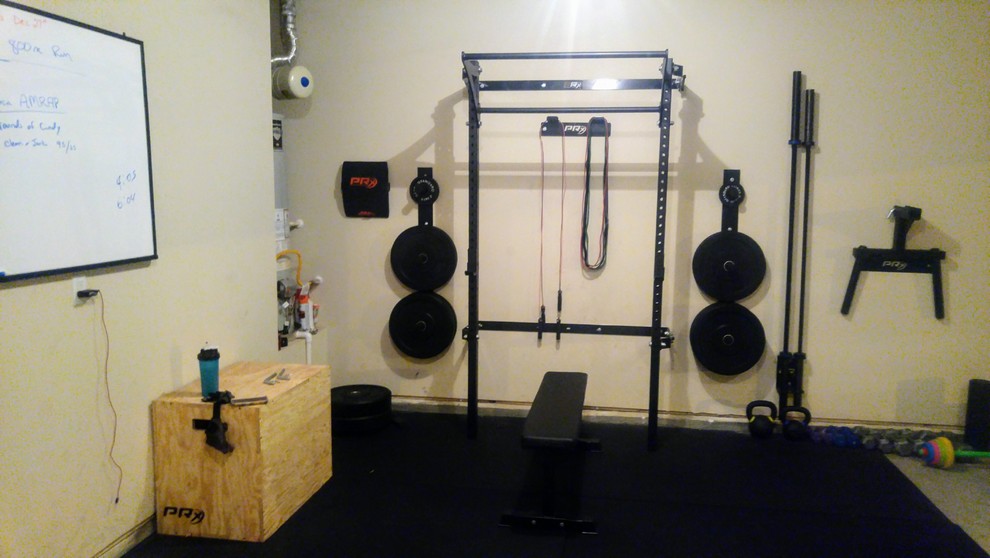 Photo of a small traditional home gym in Other.