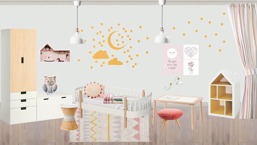 Коллажи детских комнат для девочек