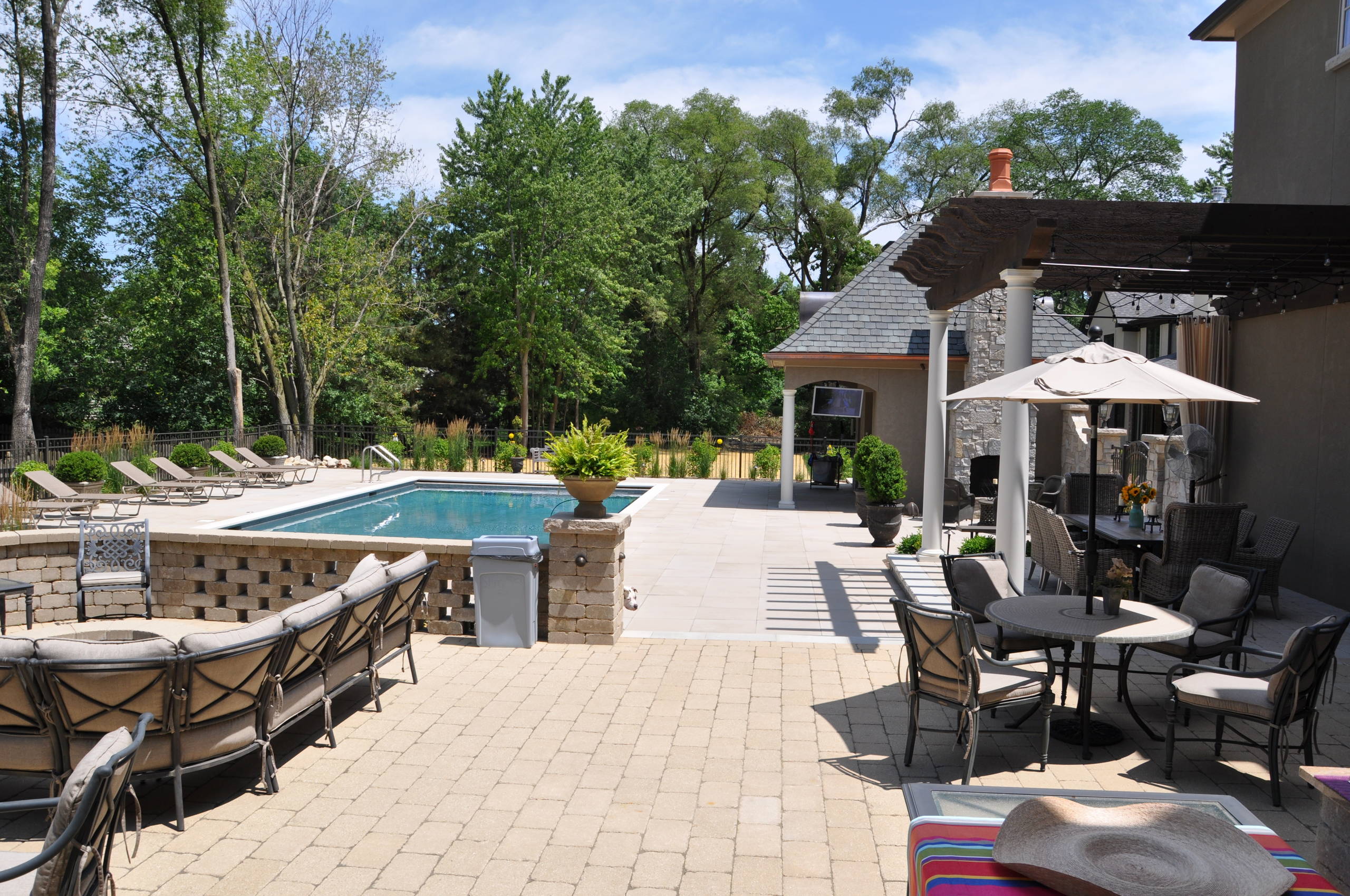 Luxurious Outdoor Pool with Pool House & Pergola