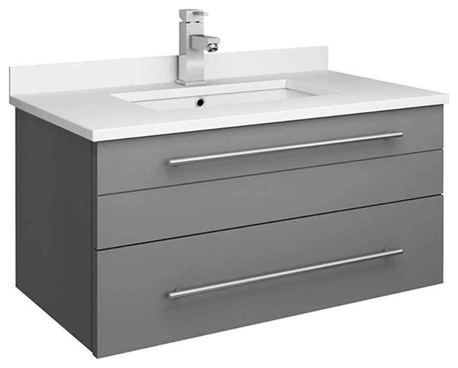 Fresca Lucera 30" Solid Wood Bathroom with Undermount Sink in Gray Modern Bathroom
