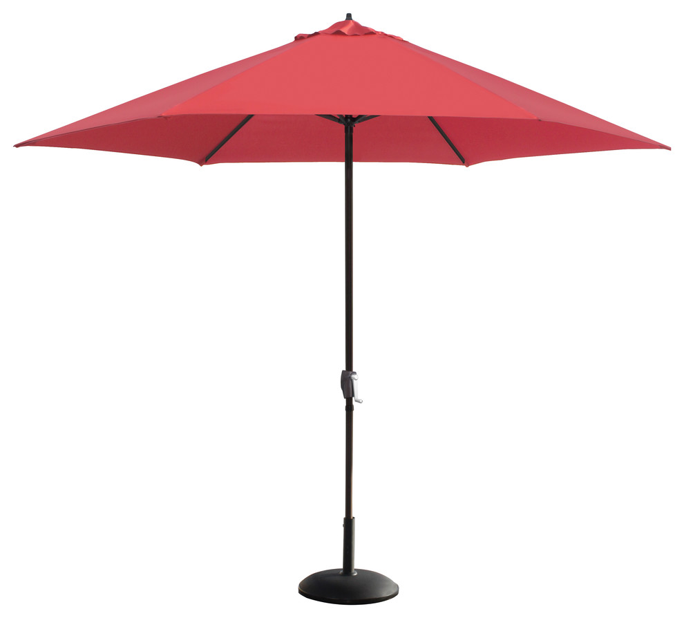 11' Aluminum Market Umbrella, Crank Open, No Tilt, Polyester, Brick