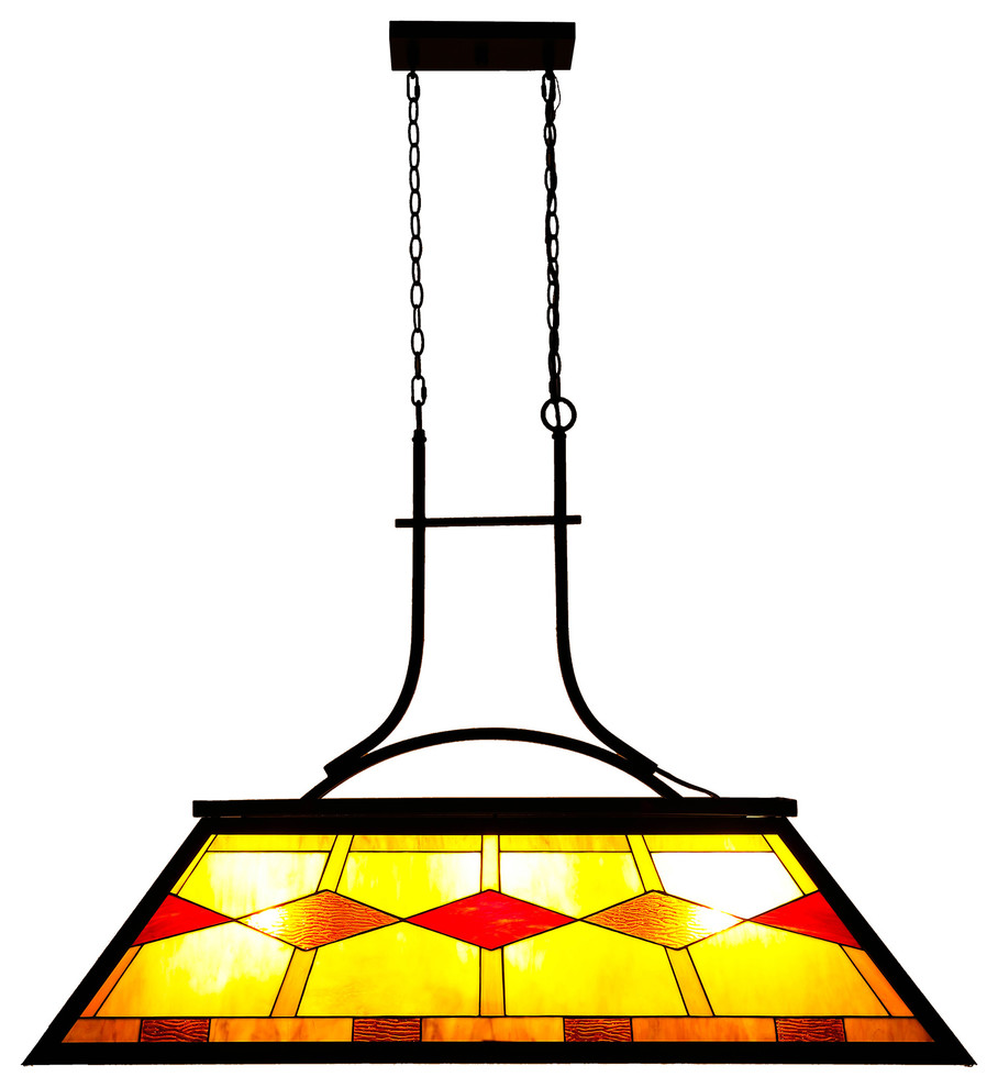 Billiard Hanging Lighting Fixture With Stained Glass Shade Craftsman Pool Table Lights by