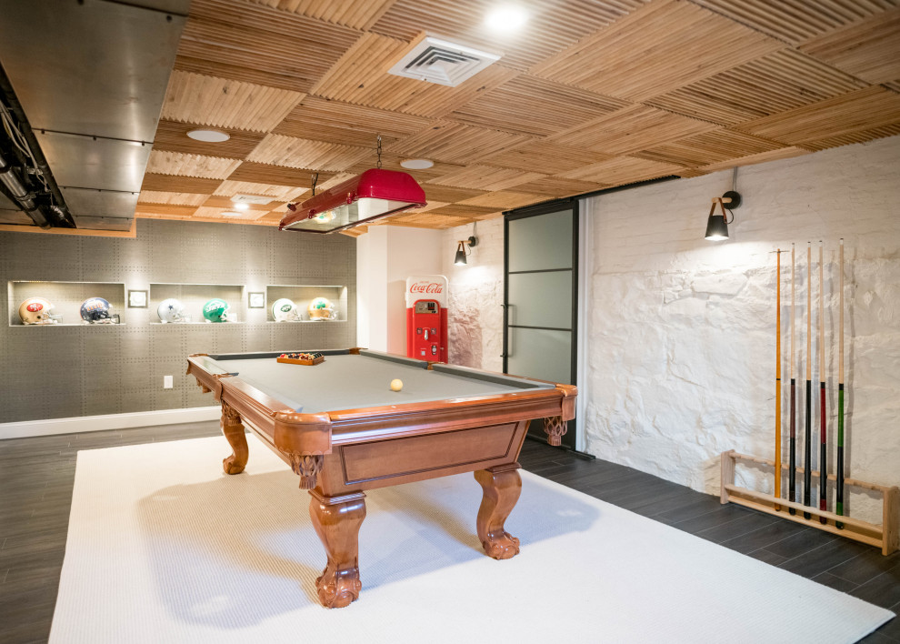 Example of a trendy basement design in Boston