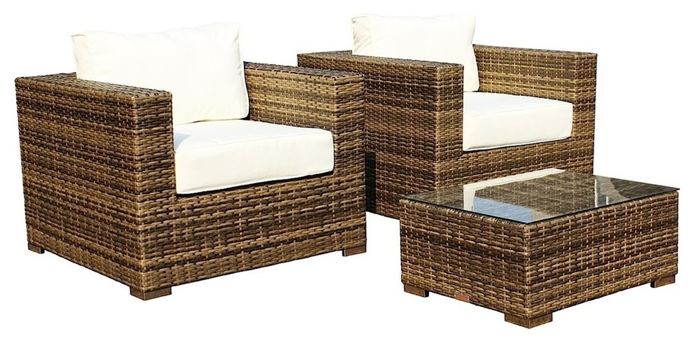 Outdoor Patio Furniture All Weather Wicker Arm Chairs, 3-Piece Set