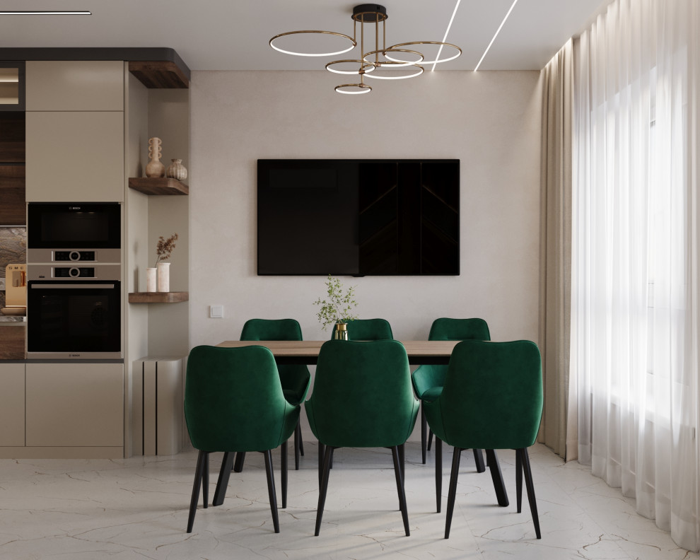 Дизайн проект 3х комнатной квартиры с большой кухней-гостиной