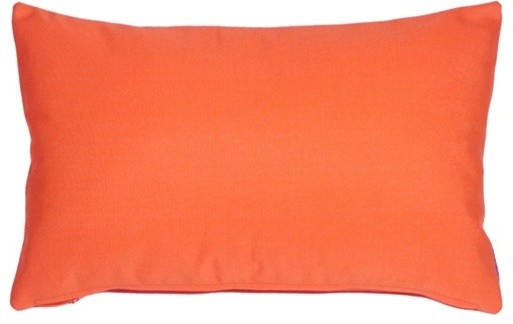 Pillow Decor - Sunbrella Solid Color Outdoor Pillow, Melon, 12" X 20"