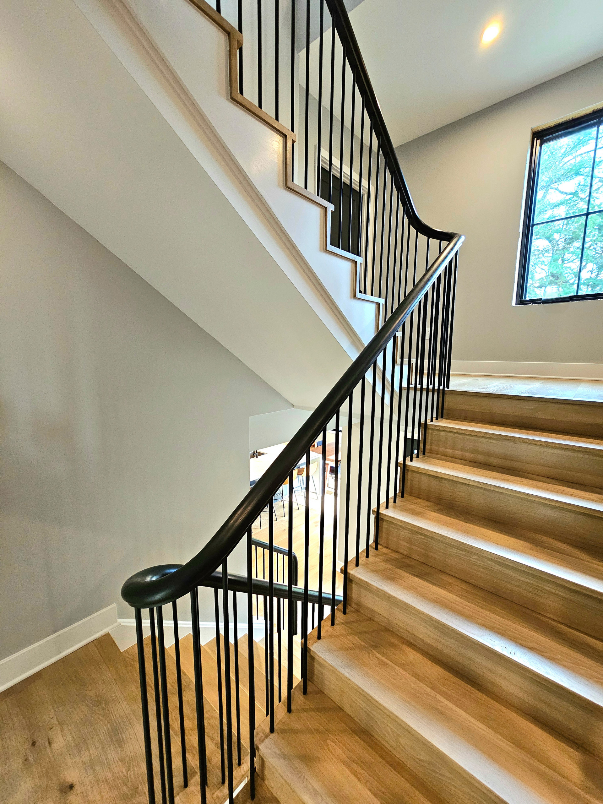 115_Stunning Continuous Rail System on 3 Story Floating Stairs; Arlington, VA 22