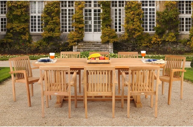 Caluco Teak Oval Extension Patio Dining Set With Stacking Chairs Caluco Teak Oval Extension Patio Dining Set With Stacking Chairs Seats 8 Multi Contemporary Furniture And Outdoor By Hayneedle