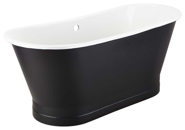 Signature Hardware 415243-67 Kateryn 67" Bateau Cast Iron Skirted Tub, Black