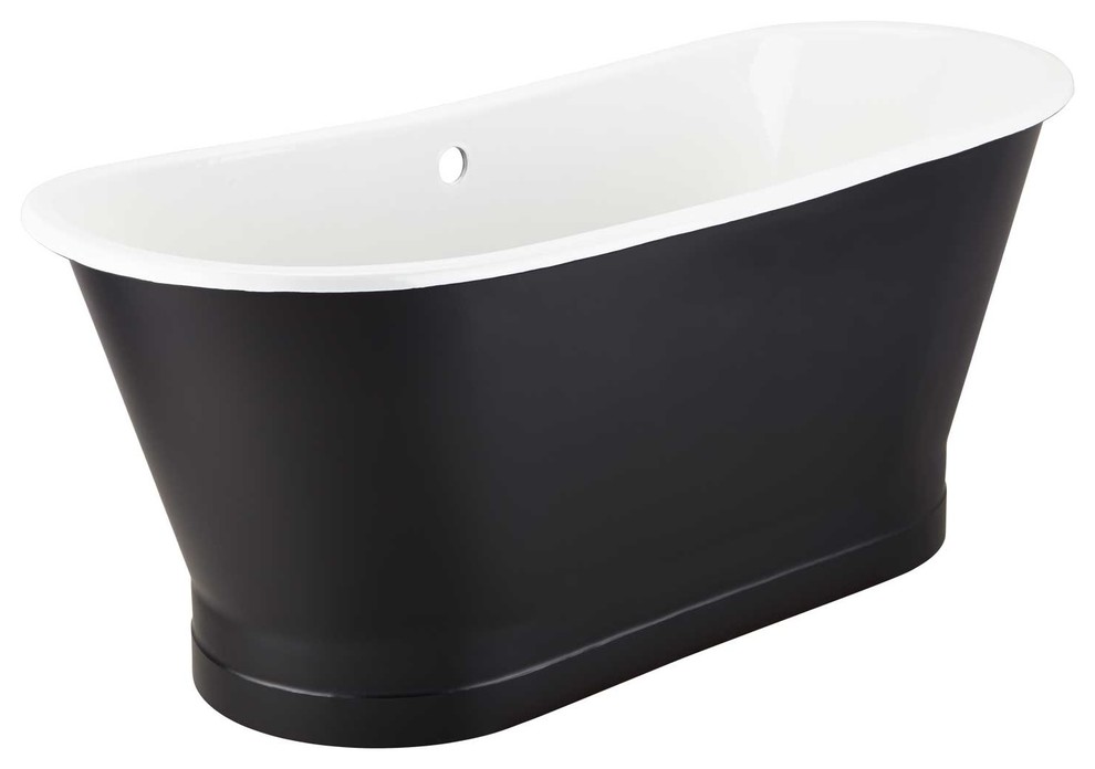 Signature Hardware 415243-67 Kateryn 67" Bateau Cast Iron Skirted Tub, Black