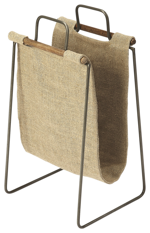 Butler Idaho Burlap and Metal Magazine Basket