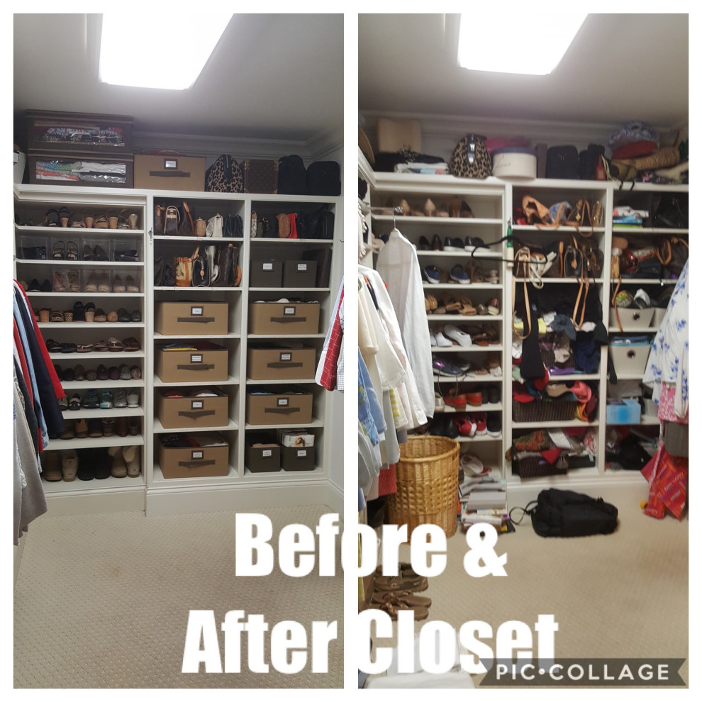 Before and after closet organization