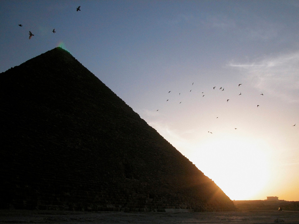 Silhouette of Pyramid at dusk, Giza Pyramids, Giza, Cairo, Egypt Canvas Wall Art