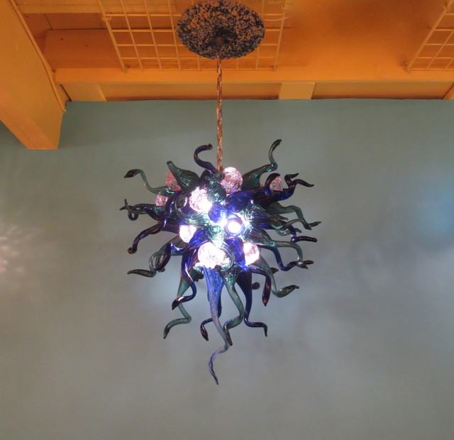 Hand Blown Glass Chandelier Lighting Art Glass Lighting Modern New York by Primo Glass