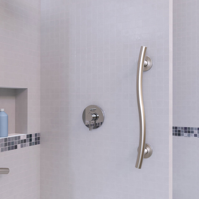 Keeney Wave Designer Grab Bar Satin Brushed Nickel Transitional