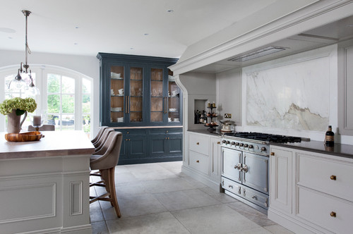 Farrow and Ball Purbeck and Downpipe Kitchen Cabinets