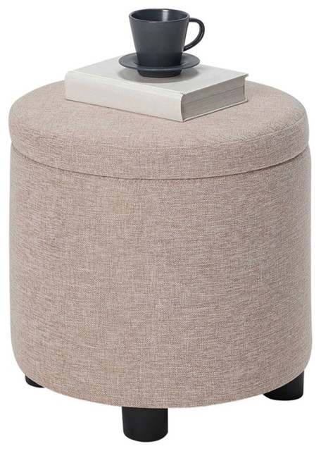 Design4Comfort Round Accent Storage Ottoman w/Reversible Tray Lid ...
