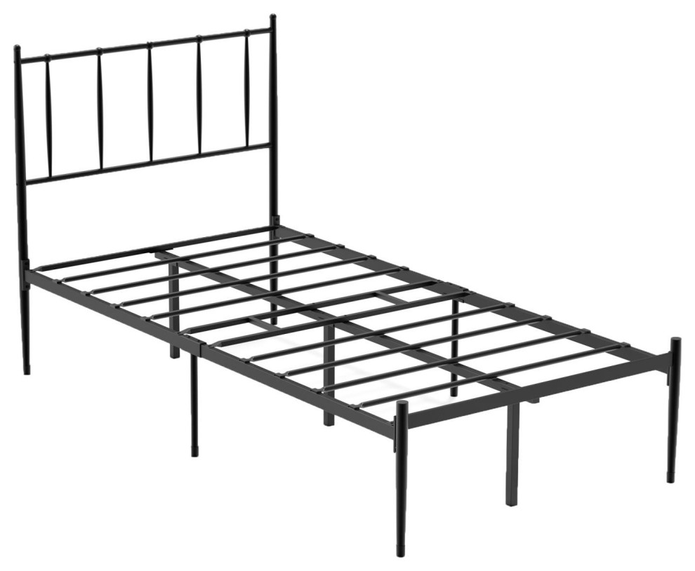 Idealhouse Elegant Steel Black Twin Platform Bed Frame IH0QLFVKX1 Midcentury Platform Beds