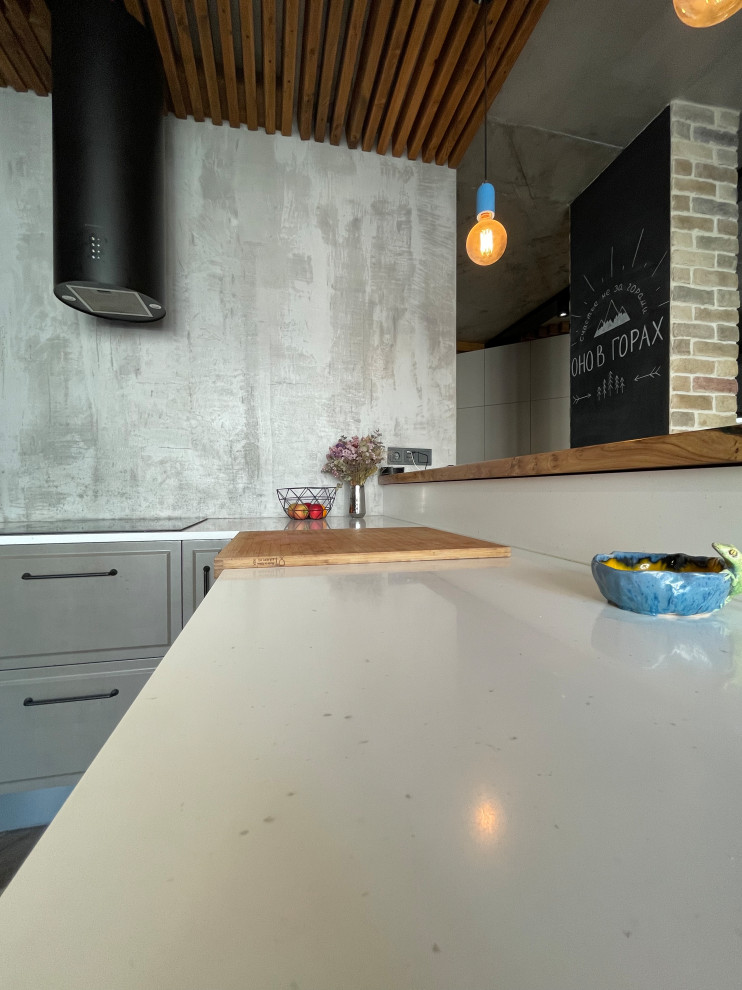 Кухня с барной стойкой в стиле Лофт