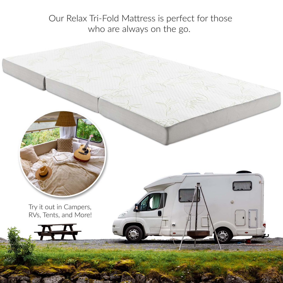 Relax 39 x 80 x 4 (Twin XL) TriFold Mattress Topper by Modway