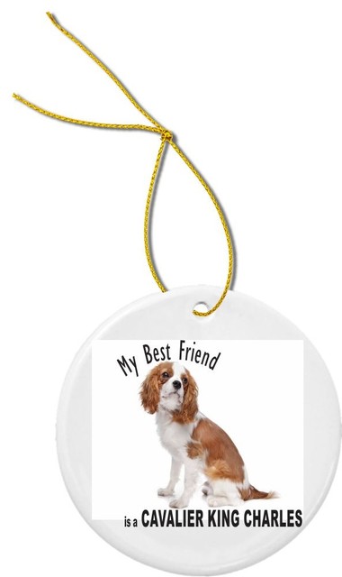 Best Friend Brown White Cavalier King Charles Round Porcelain Best Friend Brown White Cavalier King Charles Round Porcelain Christmas Ornament