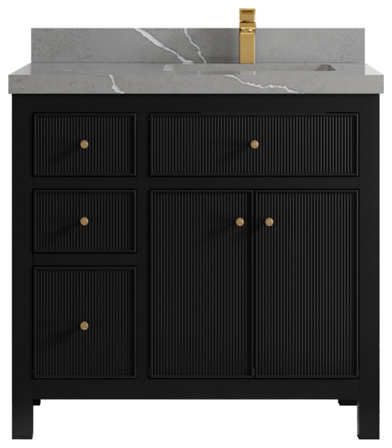 Elegant Black Reeded Bathroom Vanity – Timeless Style Meets Functionality