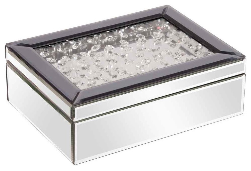 Howard Elliott Mirrored Jewelry Box With Jeweled Lid