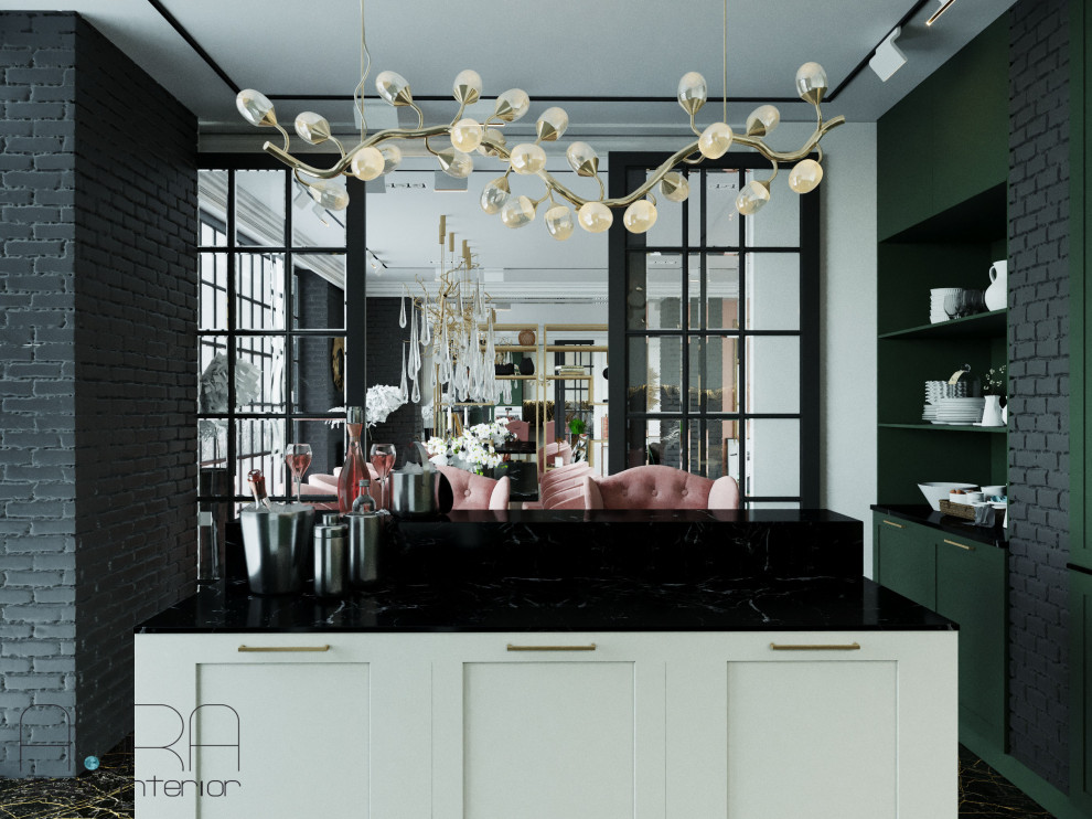 Дизайн кухни гостиной в загородном доме