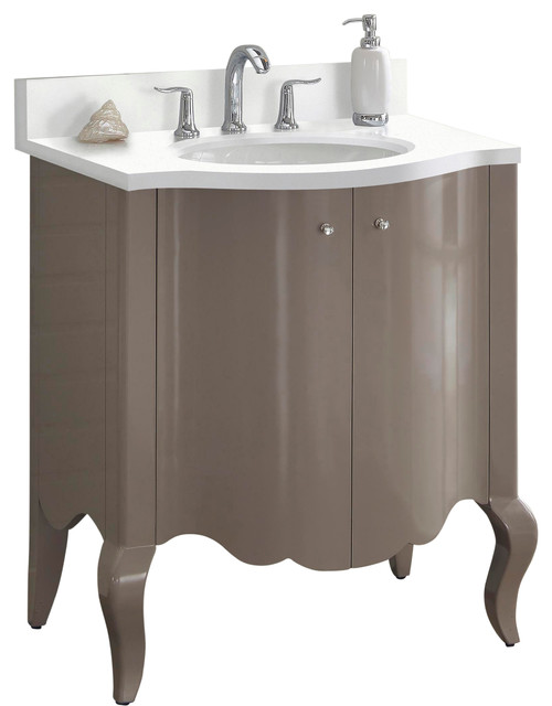 Fairmont Designs Belle Fleur 32 Single Vanity Glossy Taupe Base Cabinet Only