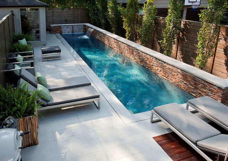 Inspiration for a large contemporary lap pool in Madrid.